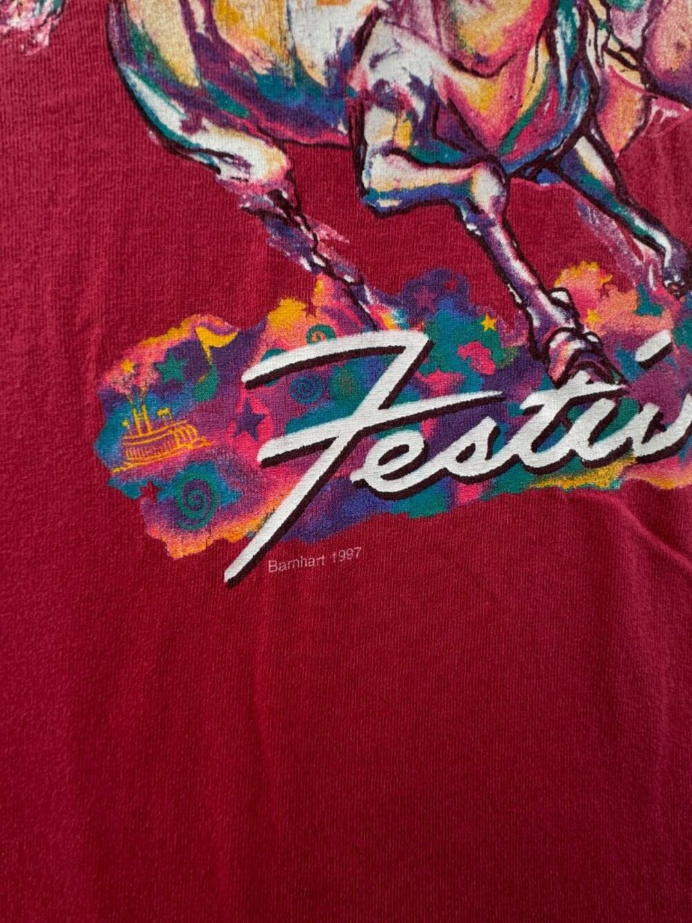 VTG Kentucky Derby 1997 Red T Shirt USA Large Short Sleeve Cotton Horse Racing - Picture 8 of 15
